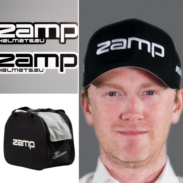 Zamp Driver Package with helmet bag stickers and cap for Zamp Helmets
